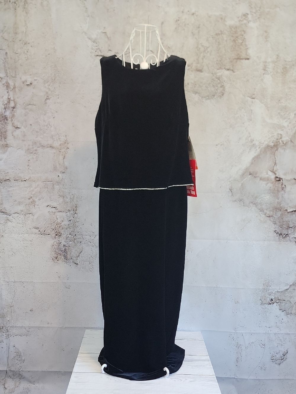 Helene Blake Vintage Evening Gown Black Velvet NWT Womens Size 14